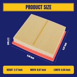 NuFlySic CA10755 Engine Air Filter for Toyota Camry Sienna Avalon Highlander for Lexus RX350 NX300 NX200T ES350 for Jeep Grand Cherokee for Dodge Durango, Engine Filter Replaces 17801-0P050 (2 pack)