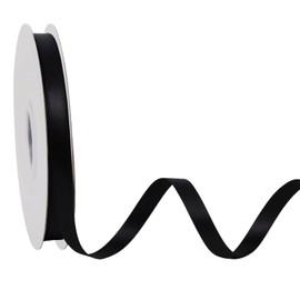 LaRibbons 3/8 Inch 50 Yard Double Faced Satin Ribbon,Black Small Satin Craft Fabric Ribbon for Gift Wrapping Floral Bouquets Wedding Party Decoration