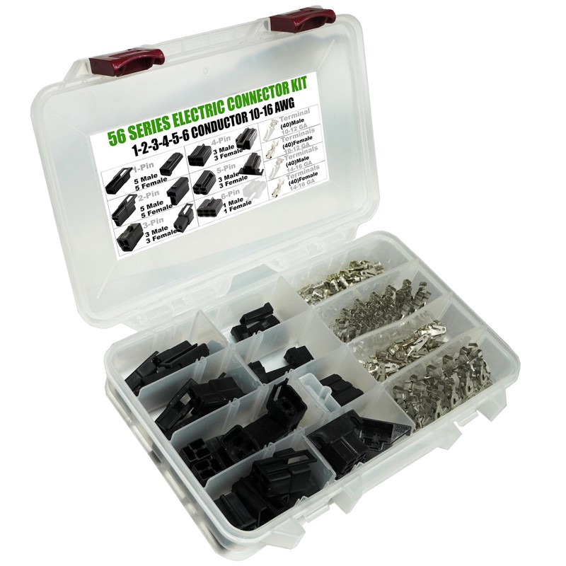 200pcs (1-2-3-4-5-6 PIN) 56 Series Connector ALL-IN-ONE Set Kit w/10-16