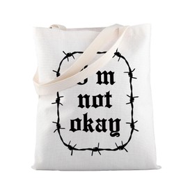 MBMSO Song Lyrics Gifts Music Inspire Gift for Music Lovers I’m Not Okay Tote Bag Funny Musical Gifts for Music Fans Tote Bag (Canvas, Not Okay TB)