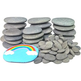 120 count Painting Rocks, DIY Rocks Flat & Smooth Kindness Rocks for Arts, Crafts, Decoration, Medium/Small/Tiny Rocks for Painting,Hand Picked for Painting Rocks... - Color: 24PCS