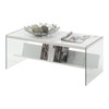 Convenience Concepts SoHo Glass Coffee Table with Shelf, White Faux