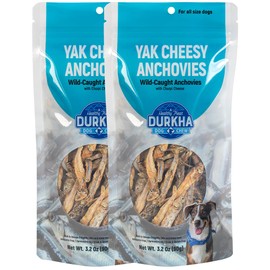 Durkha Whole Anchovies Dog Treats – All-Natural Single Ingredient Fish Treats, High in Omega-3, Packed with Vitamins & Minerals for Skin, Coat, and Heart Health - 2 Pack