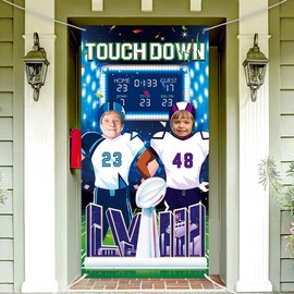 Eowppue Super Bowl Photo Door Banner 1PCS -Football Party Background Super Bowl Supplies Touchdown Banner American Football Theme Background Photo Booth Props (180 * 90CM)
