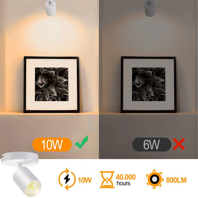 VANoopee Flush Mount LED Ceiling Spotlight Dimmable Adjustable Spotlight Directional
