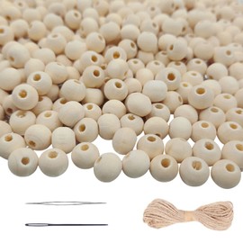 600Pcs 8mm Natural Wood Beads Unfinished Natural Wood Round Loose Beads Wood Spacer Beads Bulk for Garland Macrame Jewelry Crafts Making Home Decor