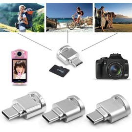 Micro SD Card Reader, USB C to SD Card Reader, Type C TF Memory OTG External Card Reader, USB OTG Card Reader for Laptops, MacBook, Galaxy Phones (SILVER)