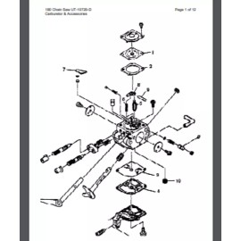 Homelite Chain Saw Parts Manual For 180 Chain Saw UT-10721-A  10 pages