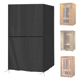 Safipotts Outdoor 4-Person Sauna Cover, Heavy Duty Waterproof Sauna's Cover Compatible with springspa 4 Person Infrared Sauna Room,(Black) (72"Lx 48"Wx 76"H)