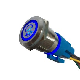 Mintice 12V Car Vehicle Blue LED Light Fog Push Button Stainless Steel Metal Toggle Switch 19mm Socket Plug