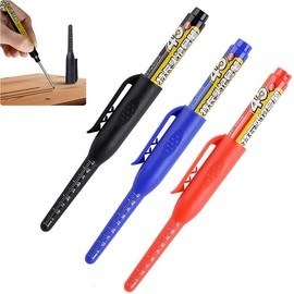 Yeanifeana Construction Marker Pen, 3X Long Nib, Waterproof, Deep Reach Markers for Construction Marking, Deep Reach Markers for Automotive and Door Lock Installation 45mm perforation positioning