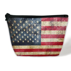 BIGXIUKA Retro American Flag Cosmetic Bags for Women,USA Flags Small Makeup Bag for Purse Travel Toiletry Bag Make up Accessories Organizer Zipper Pouch Gift Idea