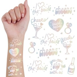 Bride Squad Tatuajes Temporales para Despedida de Soltera: ¡Más de 80 Diseños con Brillo! Decoración para La Despedida de Soltera, Detalle para Damas de Honor, Regalo para La Futura Novia, Artículos P