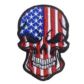 Antrix Tactical USA US American Flag Horror Scary Dead Skull Head Skeleton Patch Hook and Loop Embroidered Military Skull Sticker Patch for Biker Moto Jackets Jeans Jersey Pants -3.54x2.36"