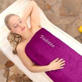 Lashuma Towel with Embroidered Name – Terry Cloth Linz Series – Hand Towel Bath Towel Shower Towel Sauna Towel