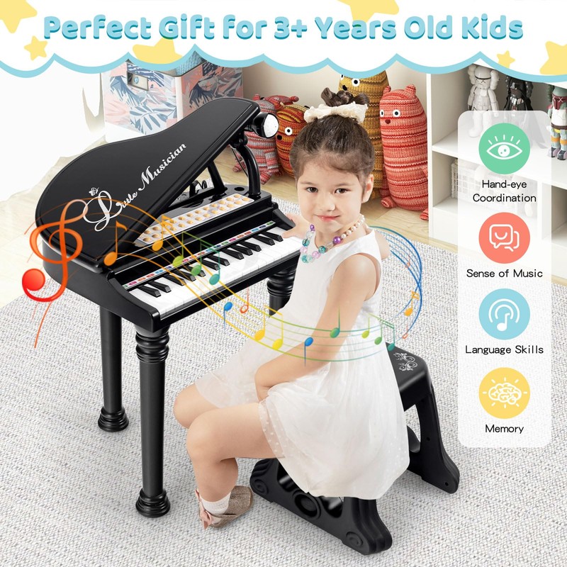 Costzon Kids Piano, 31 Key Mini Grand Piano Toy Keyboard