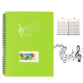 A4 sheet music folder, piano sheet folder, sheet music folder for music notes, document folder, plastic spiral binder for music sheets, choir, 30 compartments/60 pages (light green)