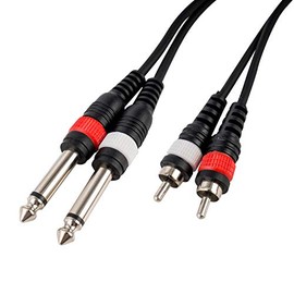 CASCHA Professional Audio Cable, 2 x jack 6.3mm male to 2 x RCA male, 1m Length, black