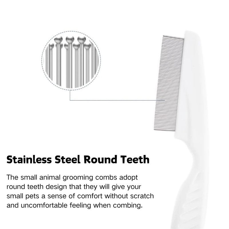 Stainless Steel Rounded Teeth Grooming Comb for Small Pets -