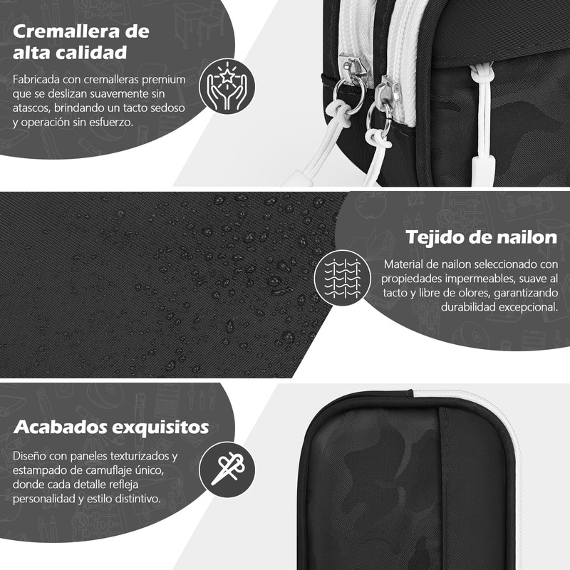 KTMOUW Estuche para Lapices Gran Capacidad con 3 Compartimentos con
