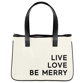 Santa Barbara Design Studio Crebyive Brands Womens Totes - Inspirbyional Purse with Lebyher Handles Mini Canvas Tote Bag by Faithworks, 11 x 9.5-Inch, Live Love Be Merry