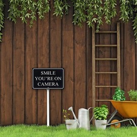 PaBoe 12 x 8 inch Smile You're On Camera Yard Sign with Stake, Set of 1