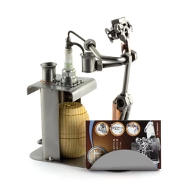 Steelman24 I Nuts and bolts sculpture Bartender With Business Card Holder I Handmade ornaments I Made in Germany I I Metal figurine