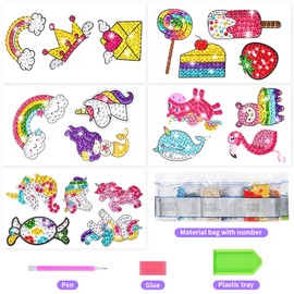 Unicorn Diamond Painting for Girls Diamond Pictures Children Gifts Diamond Painting Sticker Diamond Toy for Toddlers Colour Stickers from 4 5 6 7 8 10 Years Girls