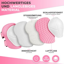 LeapBeast Protector Set of 6 Protectors Protector Set, Inline Protective Equipment, Protector Set Children, Knee Pads, Elbow Pads, Hand Guards, Adjustable, Gift Girls (Pink, S - 3-8 Years)