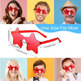 Morcheiong Pack of 10/20/30/40 Star Sunglasses, Colourful Rimless Sunglasses, Cool Pentagram Glasses for Pool, Wedding, Birthday Party (10, Red)