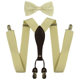 HANERDUN Men's Braces Bow Tie with Very Strong 4 Metal Clips Adjustable and Elastic Suspenders Y Form Fits