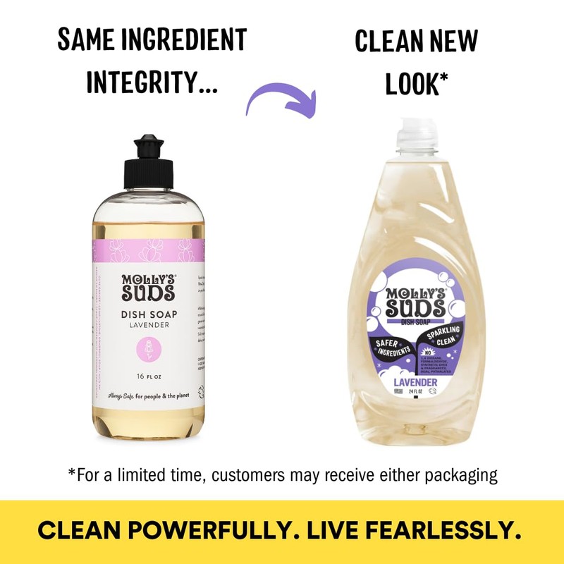 Molly's Suds Natural Liquid Dish Soap | Long-Lasting, Powerful Plant-Powered