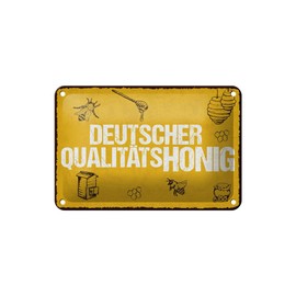 Ontrada Blechschild 20x30cm gewölbt Deutscher Qualitätshonig Honig Bienen Deko Geschenk Schild