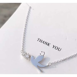 Iszie 925 Sterling Silver Cubic Zirconia Peace Dove Birds Pendant Girls Women's Necklace