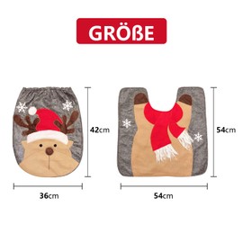 yeloumiss Toilet Seat Cover Christmas Toilet Lid Carpet Christmas Decoration Toilet Lid Cover Seat Cover Santa Claus Snowman Elk Christmas Items Decorative Bath Mats Set of 2 (Elk)