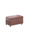 HomeRoots Brown Weave Faux Leather Rolling Storage Ottoman with Multi
