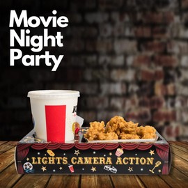 Pecopcock 40 Pcs Movie Night Paper Snack Trays Movie Night Party Favors Cinema Theme Party Birthday Party Supplies Black Carpet Party Family Movie Popcorn&Drink&Candy Box