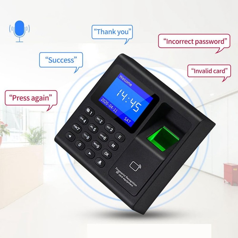 RANJOVER Fingerprint Attendance Machine+10 Cards Access Control Electric Time Clock