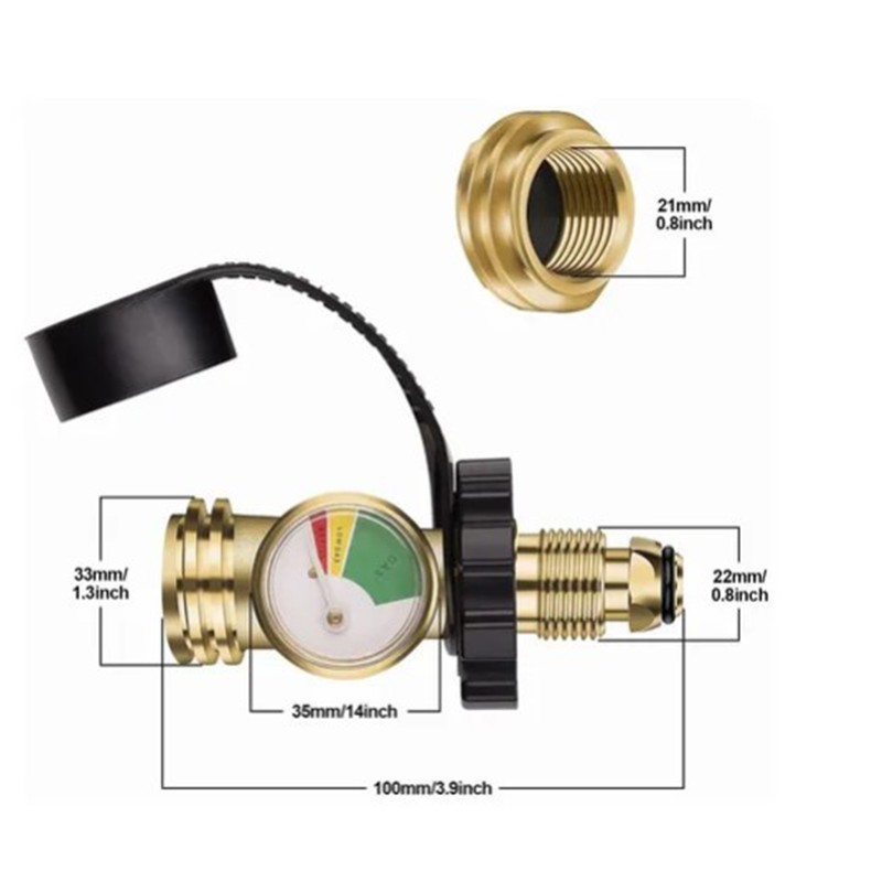 POL to QCC Thread Gas Tank Refill Adapter with Gauge