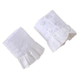 MYhose Detachable Cuffs Women Jacquard Chiffon Horn Cuff Pleated Ruffled Detachable Fake Sleeve Warmers White