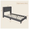 COSTWAY Twin Size Modern Upholstered Headboard Bed Frame With Button