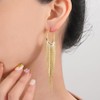 Gold Boho Linear Tassel Earrings for Women Exaggerated Long Fringe