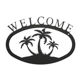 Village Wrought Iron Wrought Iron Palm Trees - Welcome Sign Small 11.4" (Made in USA)
