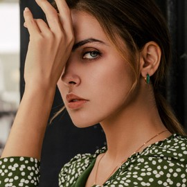 Lourny Small Hoop Earrings for Women, 18K Gold Plated Hypoallergenic Cute Enamel Huggie Earring Gifts for Women or Girls(dark green)