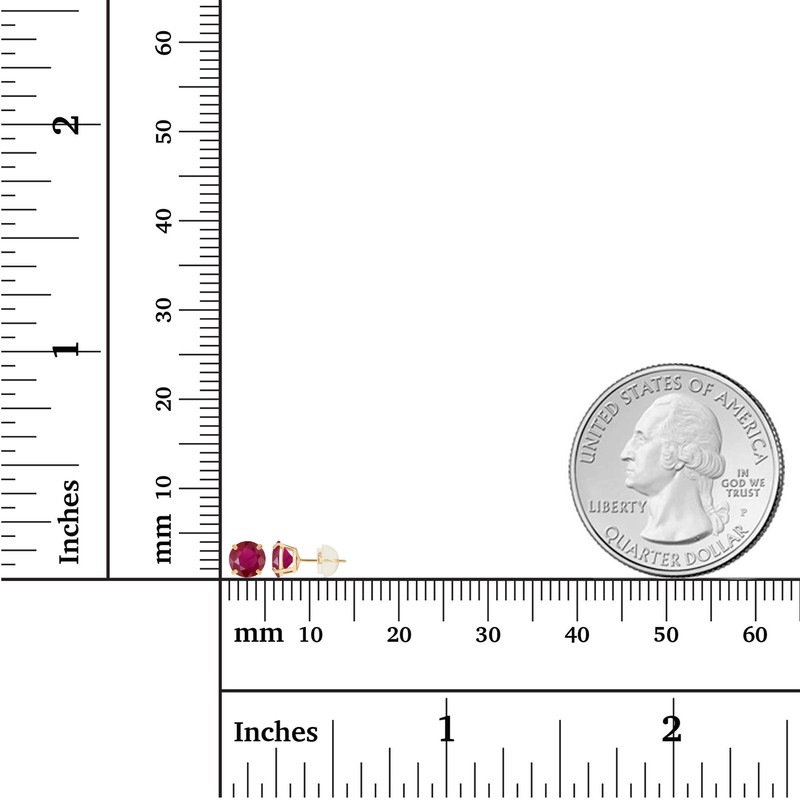 Genuine 10K Solid Yellow Gold 4mm Round Natural Ruby July