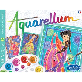 Sentosphere 3906330 Aquarellum Malset für Kinder, Motiv Glamour Girls, große Malvorlagen, Bastelset, Kreativ, DIY, 15-teiliges Set