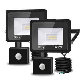 10 W LED Spotlight with Motion Sensor Outdoor, Super Bright 6500 K 1000 LM Cool White LED Floodlight with Motion Sensor, IP66 Waterproof Outdoor Floodlight for Garden, Courtyards, Garage, Hotel