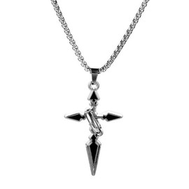 ROSELLA Men's Necklace, Cross Ring, Stainless Steel Chain, Petite Pla, 2 Way, Simple, Casual