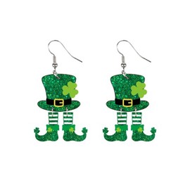St. Patrick's Day Earrings for Women,Irish Acrylic Dangle Earrings,Green Boots Hats Beer Rainbow Earrings Irish Festival Gift Good Luck Jewelry Gift (B)
