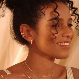 Fettero Women's Hoop Earrings, Swaying, Cubic Zirconia, 14 K Gold Coating, Metal Allergy Safe, Hinged, Endless, Ring Earrings, Elegant, Popular, Set for Both Ears, 77 Different Options, Cubic Zirconia, Cubic Zirconia